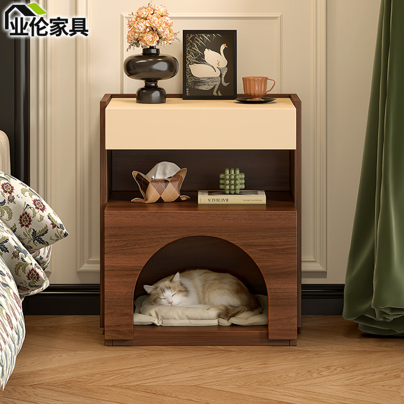 中古奶油风猫柜狗窝床头柜小型宠物边柜多功能收纳置物柜储物C22