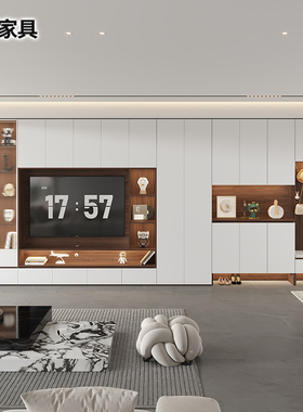 定制电视柜鞋柜组合客厅收纳柜背景墙柜简约现代满墙储物柜3D103