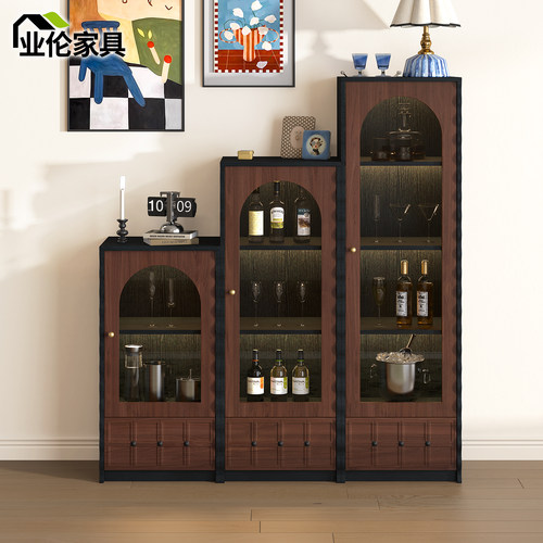 业伦实木酒柜一体靠墙展示柜