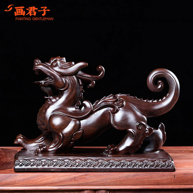 黑檀实木雕刻貔貅摆件大号皮丘红木工艺品中式家居客厅装饰送礼品
