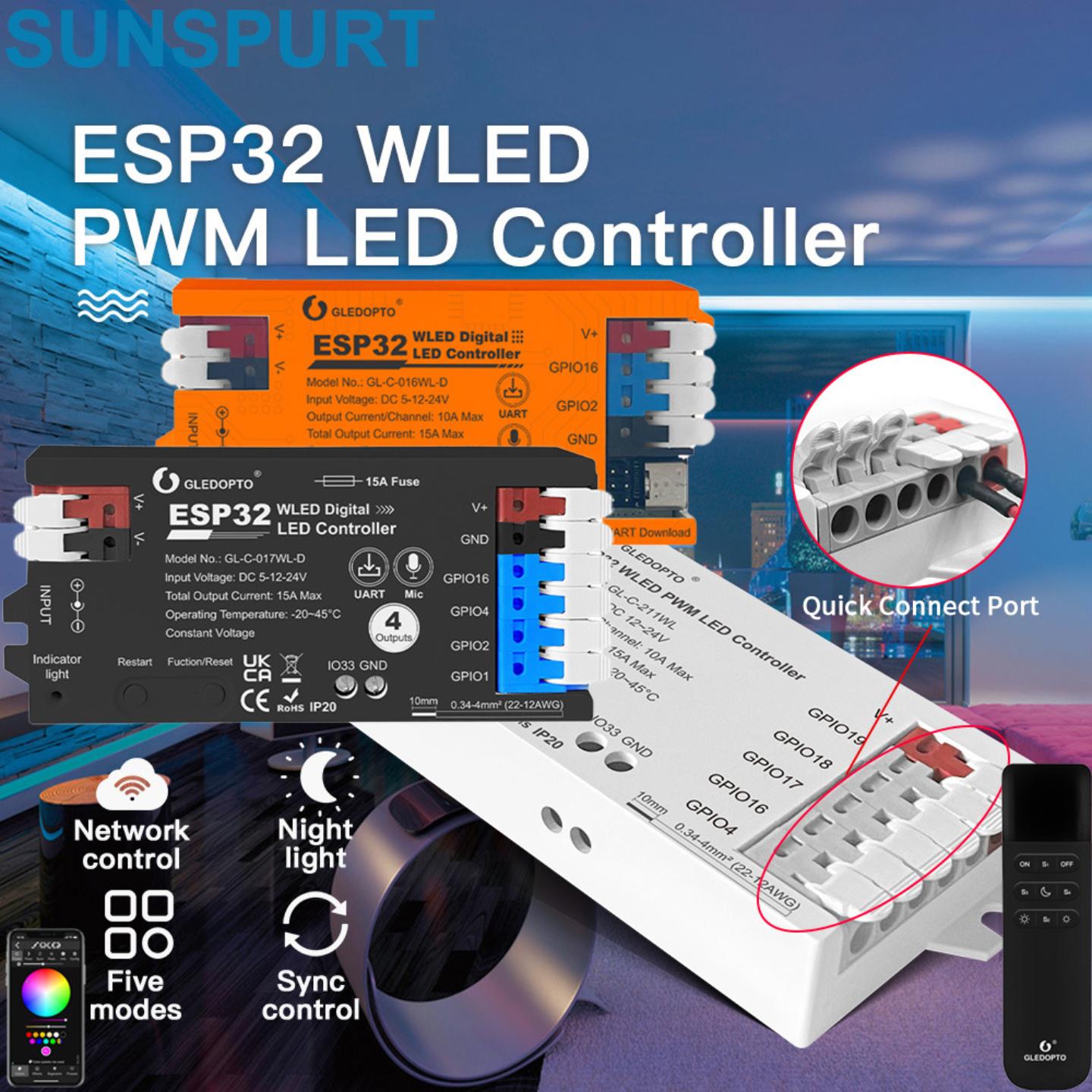 ESP32 WLED灯条控制器麦克风下载音乐声音动态模式WIFI七幻彩灯带