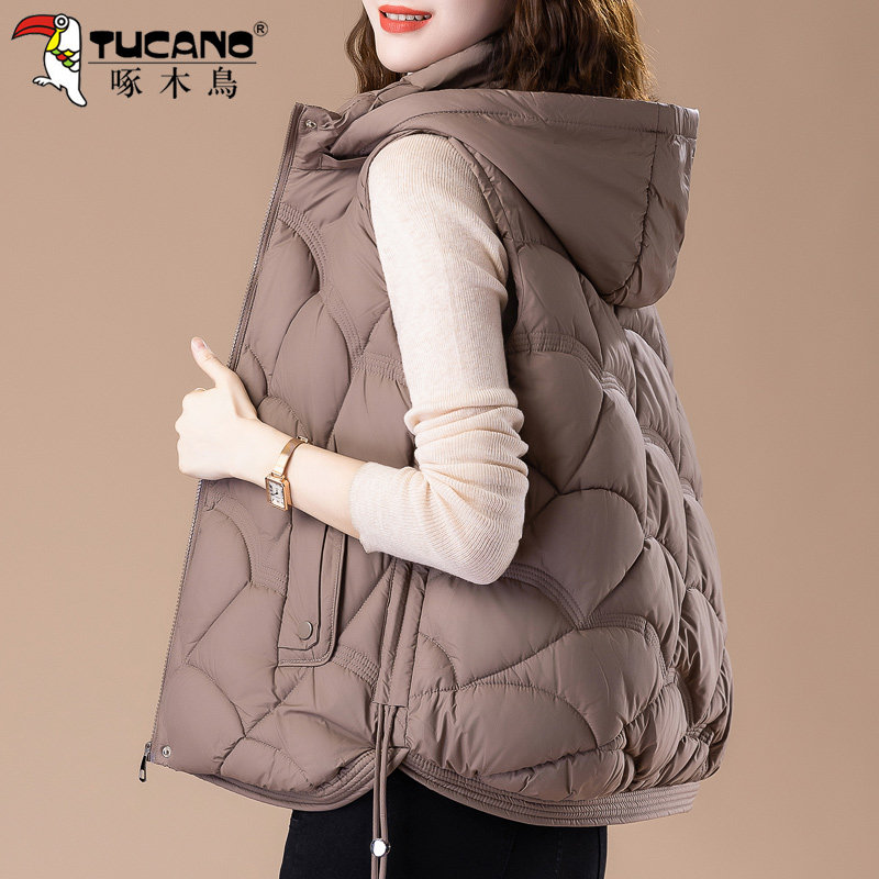 啄木鸟女士羽绒棉马甲女冬季2025新款妈妈洋气减龄轻薄款保暖马夹