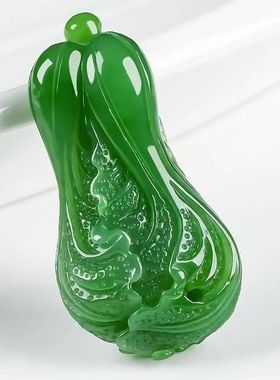 和田色玉青白玉白菜吊坠男女情侣款玉坠百财玉石百搭项坠毛衣链