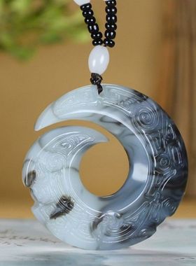 新款烟青色时来运转玉石吊坠挂件好运连连坠子挂件挂配男女款百搭