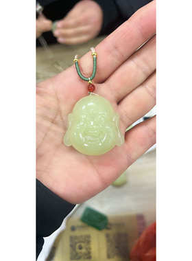 爆款和田色玉弥勒佛吊坠女玉佛头玉坠佛公玉石玉佩生肖本命年礼物