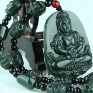 天然和田玉观音十八罗汉挂绳挂件青玉观世音吊坠项链男式带证书
