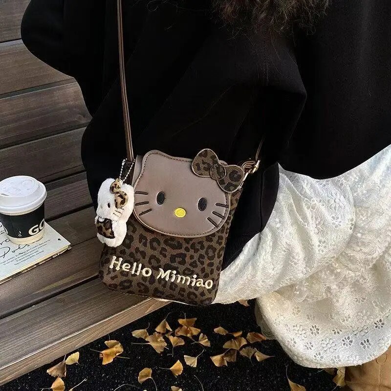 新款豹纹kitty猫咪可爱小包单肩斜挎包韩版洋气手机女童外出斜挎