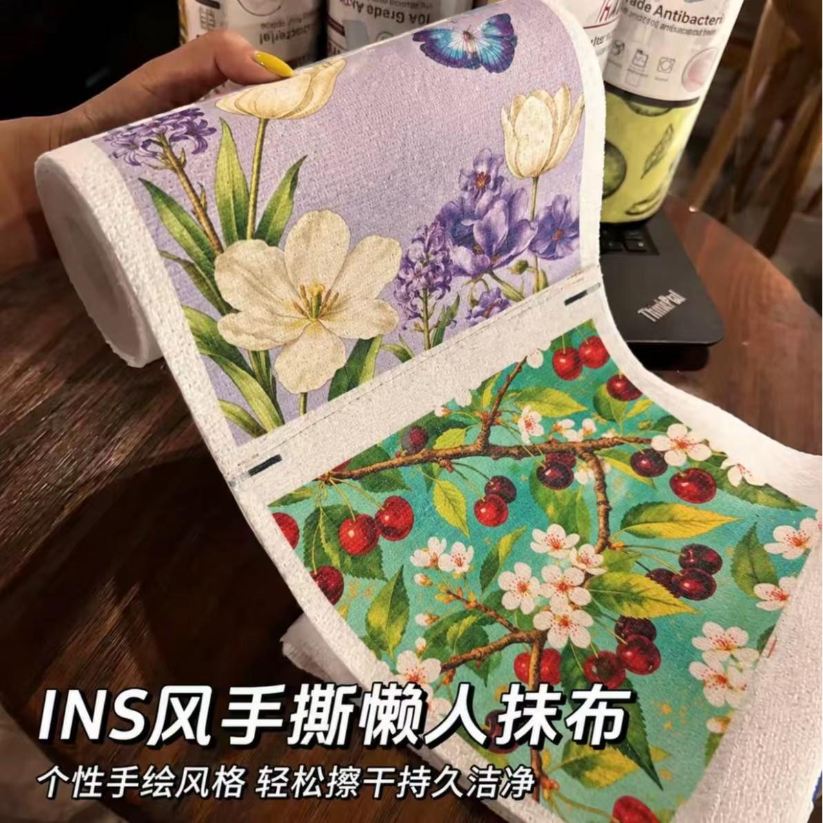 手撕抹布复古风艺术抹布超细纤维毛巾厨房干湿两用懒人周抛抹布卷
