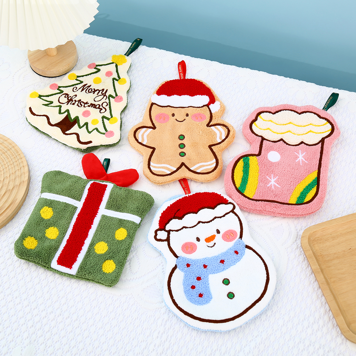 圣诞擦手巾挂式加厚吸水抹布手帕