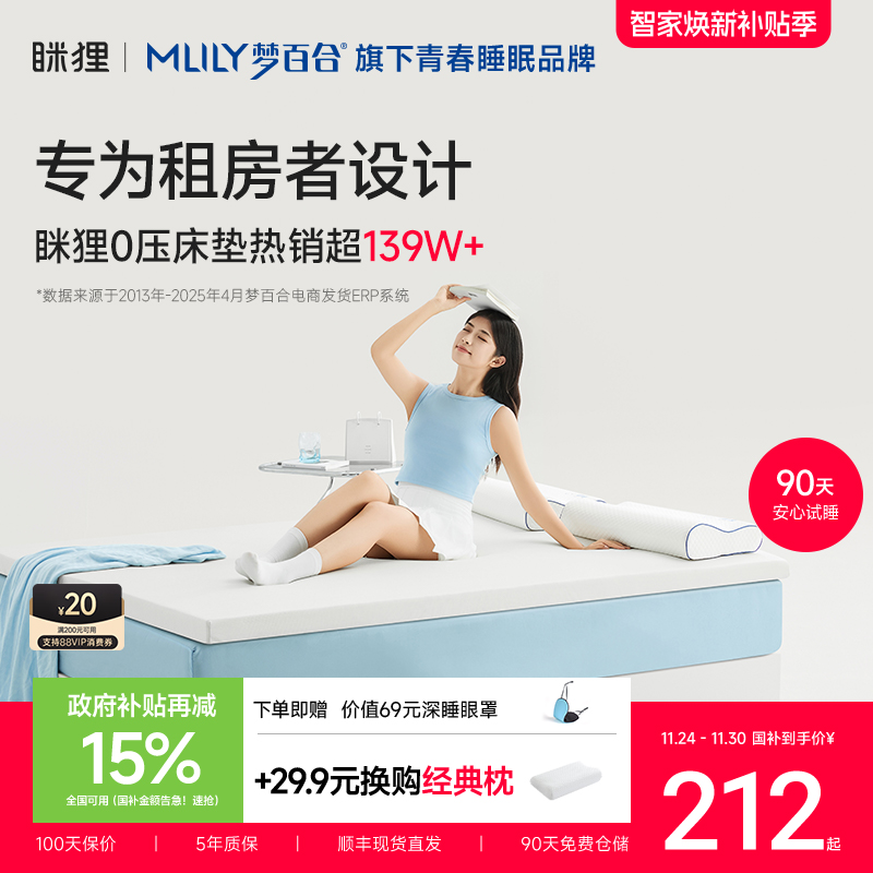 眯狸学生床垫宿舍单人记忆棉海绵地铺褥子榻榻米租房专用垫子软垫