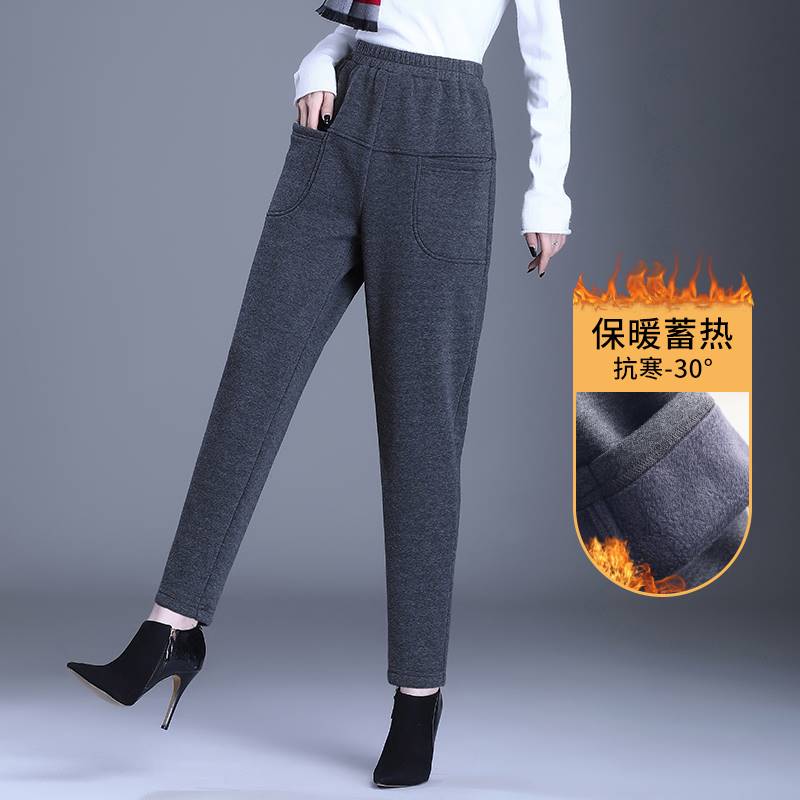 加绒运动裤女秋冬加厚外穿裤子2021新款哈伦女裤冬季休闲时尚卫裤