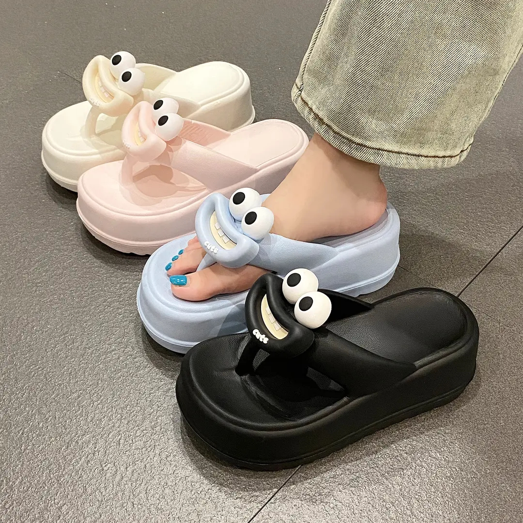 网红大眼仔厚底显瘦防滑人字拖