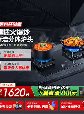 Vatti/华帝i10095B家用双灶5.4kw 天然气炉灶台嵌大火力一键爆炒