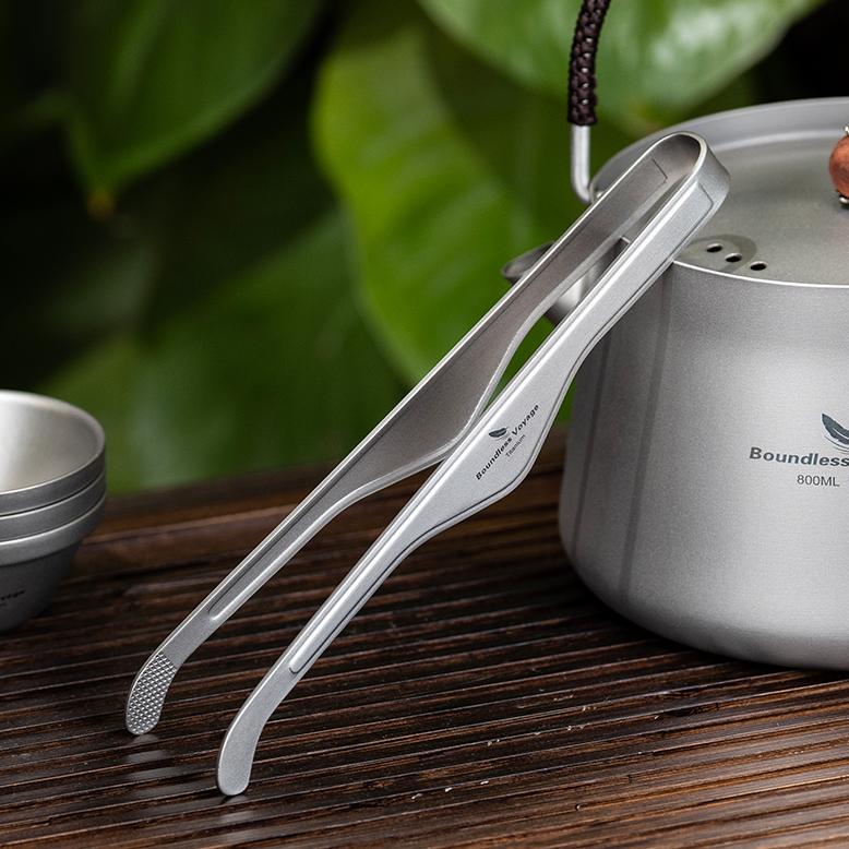 必唯纯钛夹子露营多功能钛夹户外野餐烧烤夹家用耐高温纯钛食物夹