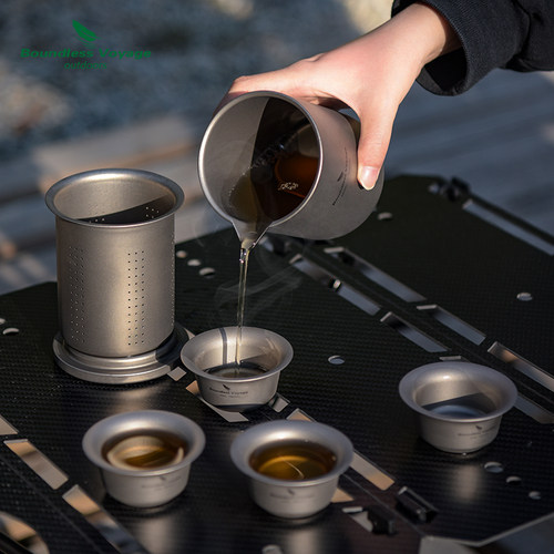 必唯纯钛茶具鹰嘴泡茶器双层茶杯