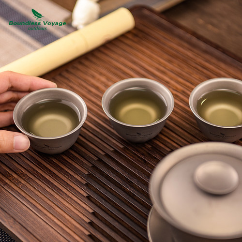 必唯纯钛小茶杯双层防烫35ml便携