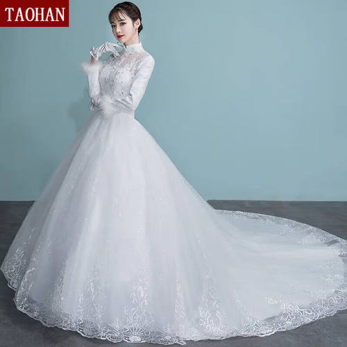 TAOHAN婚纱礼服2023新款结婚新娘冬季加厚赫本风公主梦幻网红长拖