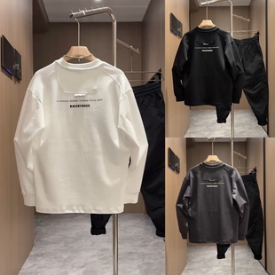 T恤青年休闲痞帅打底衫 潮牌卫衣男字母刺绣长袖 上衣 新款 2025秋季