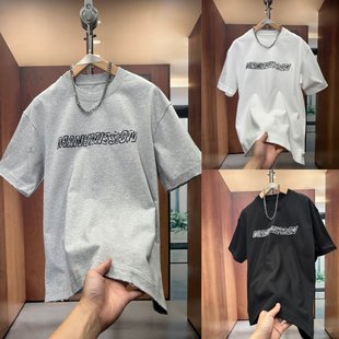 加厚T恤水洗磨边刺绣打底衫 美式 秋冬新款 男女同款 潮 潮牌重磅短袖