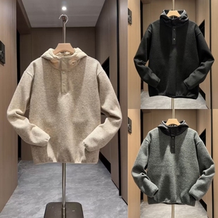 上衣痞帅套头内搭 休闲宽松百搭长袖 2025秋冬新款 潮牌连帽卫衣男士