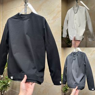 宽松纯色打底衫 T恤磨破美式 潮牌长袖 重磅高端卫衣男2025秋冬新款