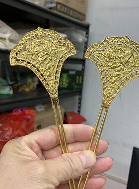 复刻唐代供养人唐风发钗敦煌飞天纹古风发钗一对头饰发簪花冠汉服
