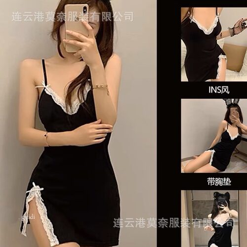 睡衣女夏季蕾丝吊带睡裙晨袍家居服女士套装春秋性感居家奢享