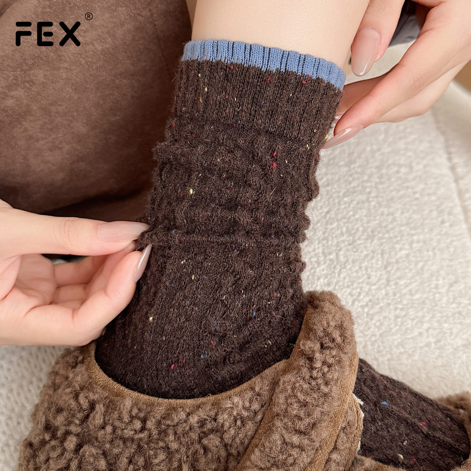 复古美拉德点子纱羊毛袜女秋冬