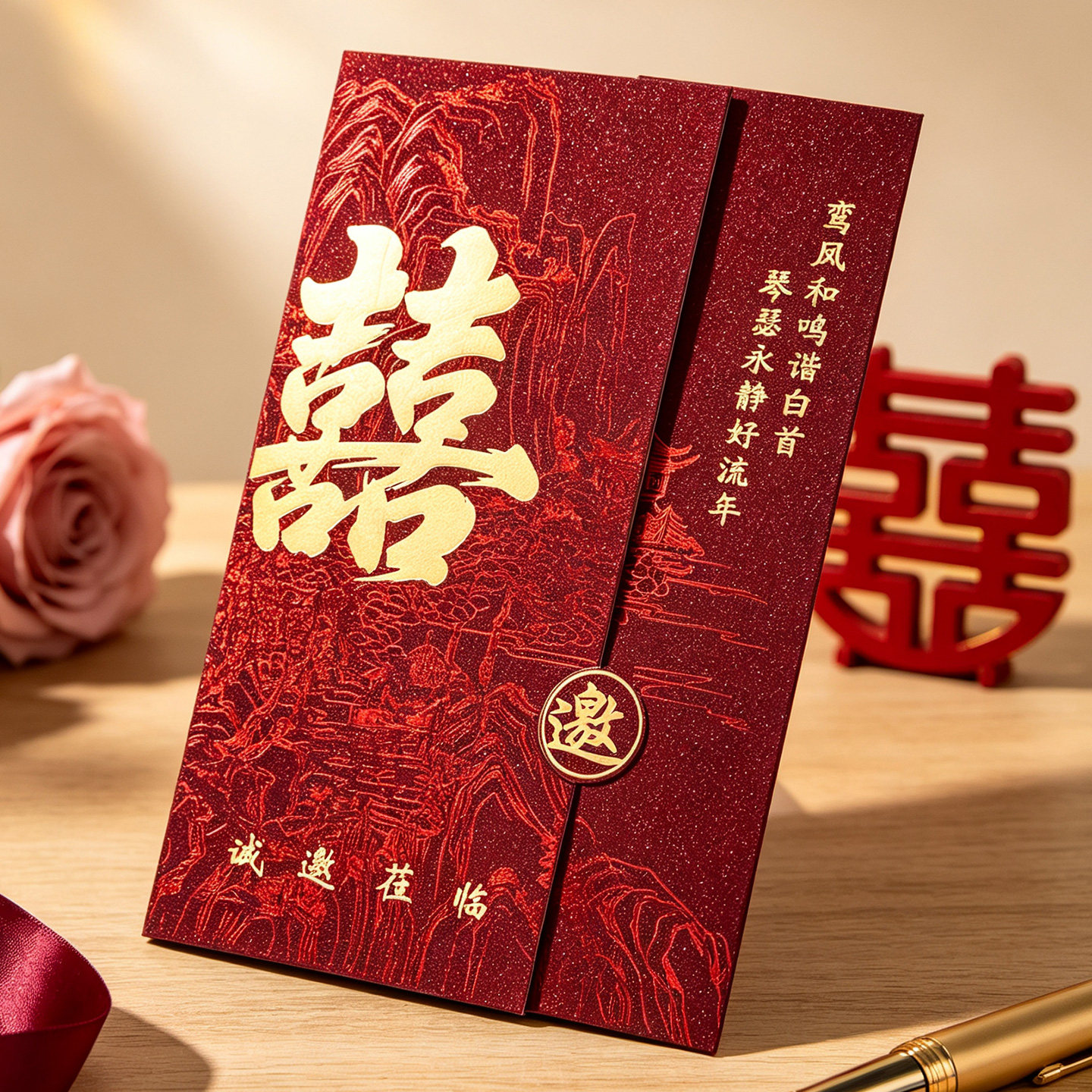 结婚请帖2026新款中式结婚请柬高端婚礼邀请函可定制打印婚宴喜帖