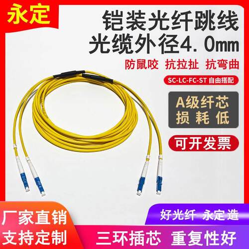 永定光纤跳线铠装SC-SC转LC-FC-ST单模跳线单芯光纤线网络延长线
