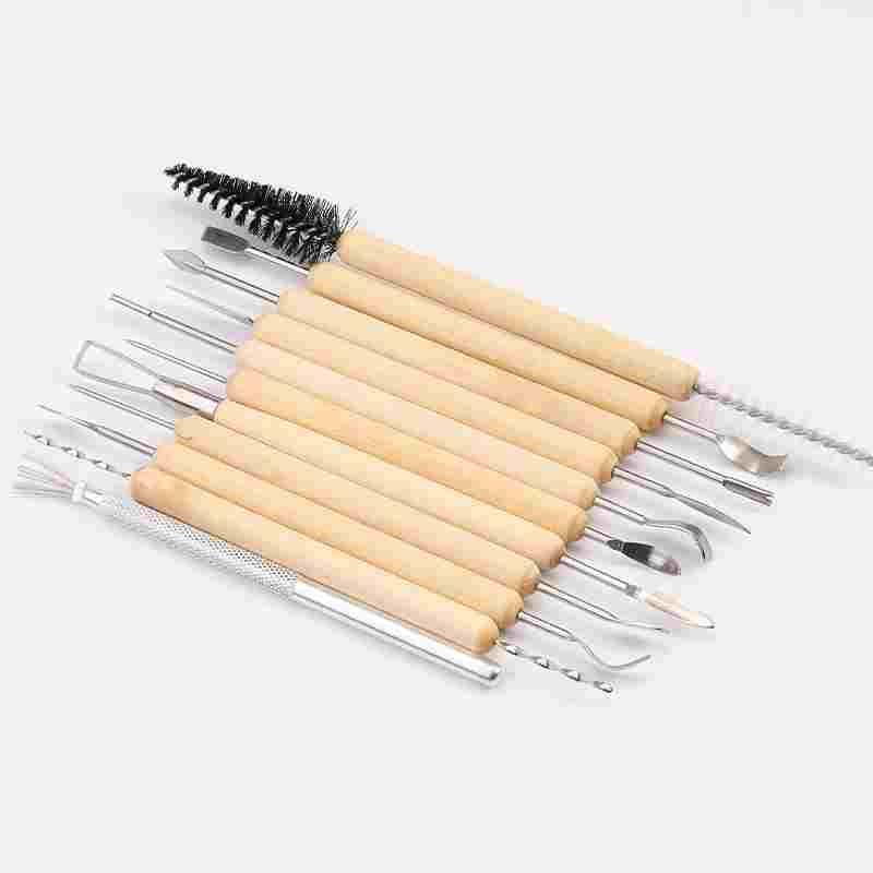 彩色精雕油泥刀结目土软陶泥塑手办粘土陶艺11件套雕塑工具镭丝刀