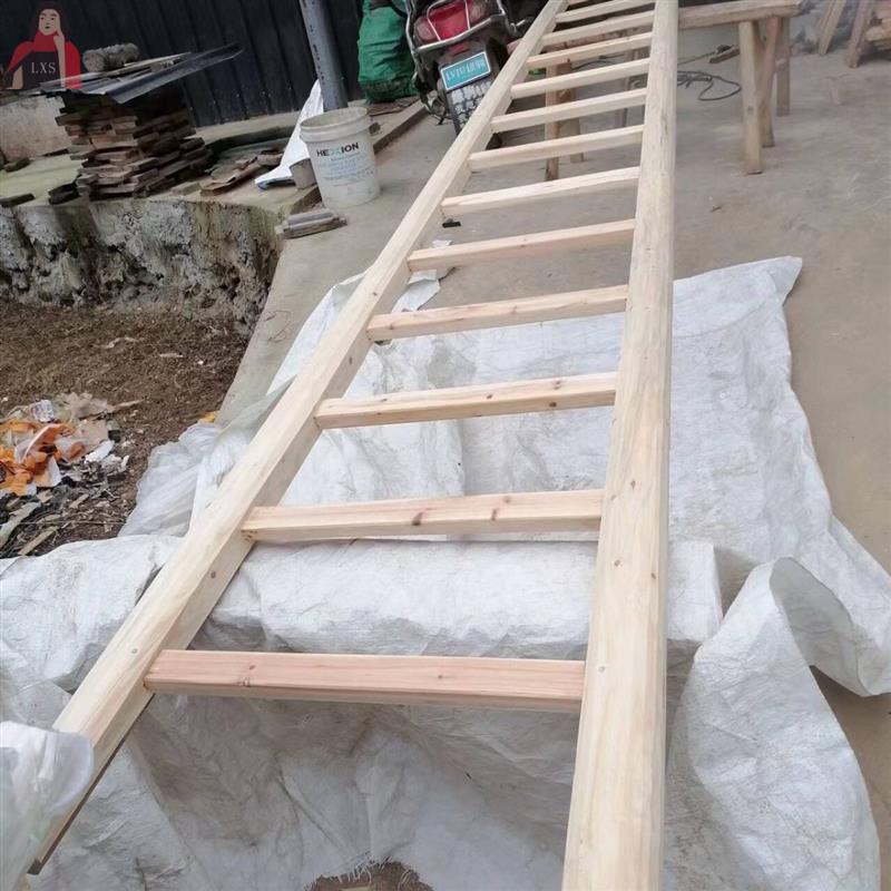 包邮木质阁楼圆料加粗直梯梯子家用实木装修工程爬梯楼梯老式单梯