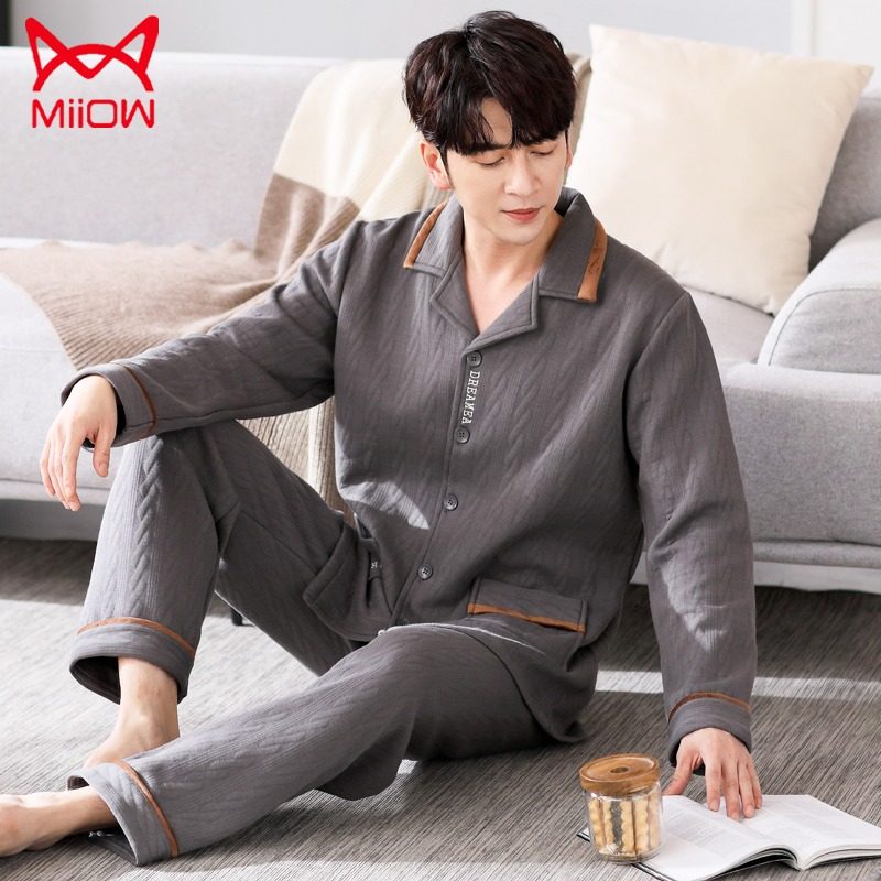睡衣男春秋款纯棉男士长袖加厚夹棉男款秋冬中老年爸爸家居服套装,女士内衣/男士内衣/家居服,睡衣/家居服套装,淘宝优惠券,粉丝福利购,淘宝优惠卷