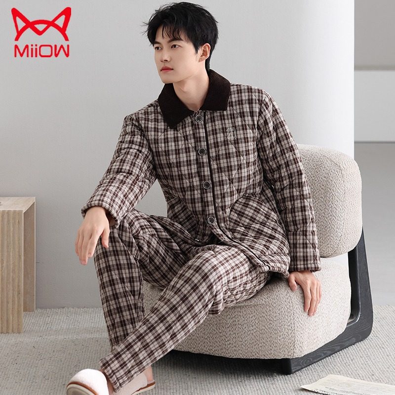 男士睡衣冬季2025新款梭织纯棉三层加绒加厚夹棉冬天大码男家居服,女士内衣/男士内衣/家居服,睡衣/家居服套装,淘宝优惠券,粉丝福利购,淘宝优惠卷