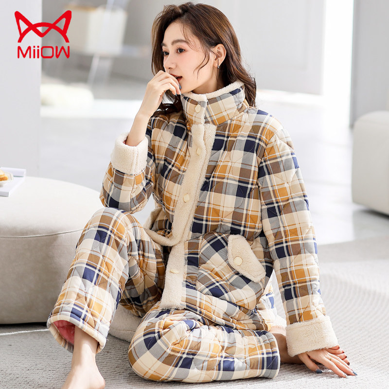 睡衣女冬季纯棉三层夹棉加绒加厚女士秋冬款珊瑚绒棉袄女款家居服,女士内衣/男士内衣/家居服,睡衣/家居服套装,淘宝优惠券,粉丝福利购,淘宝优惠卷