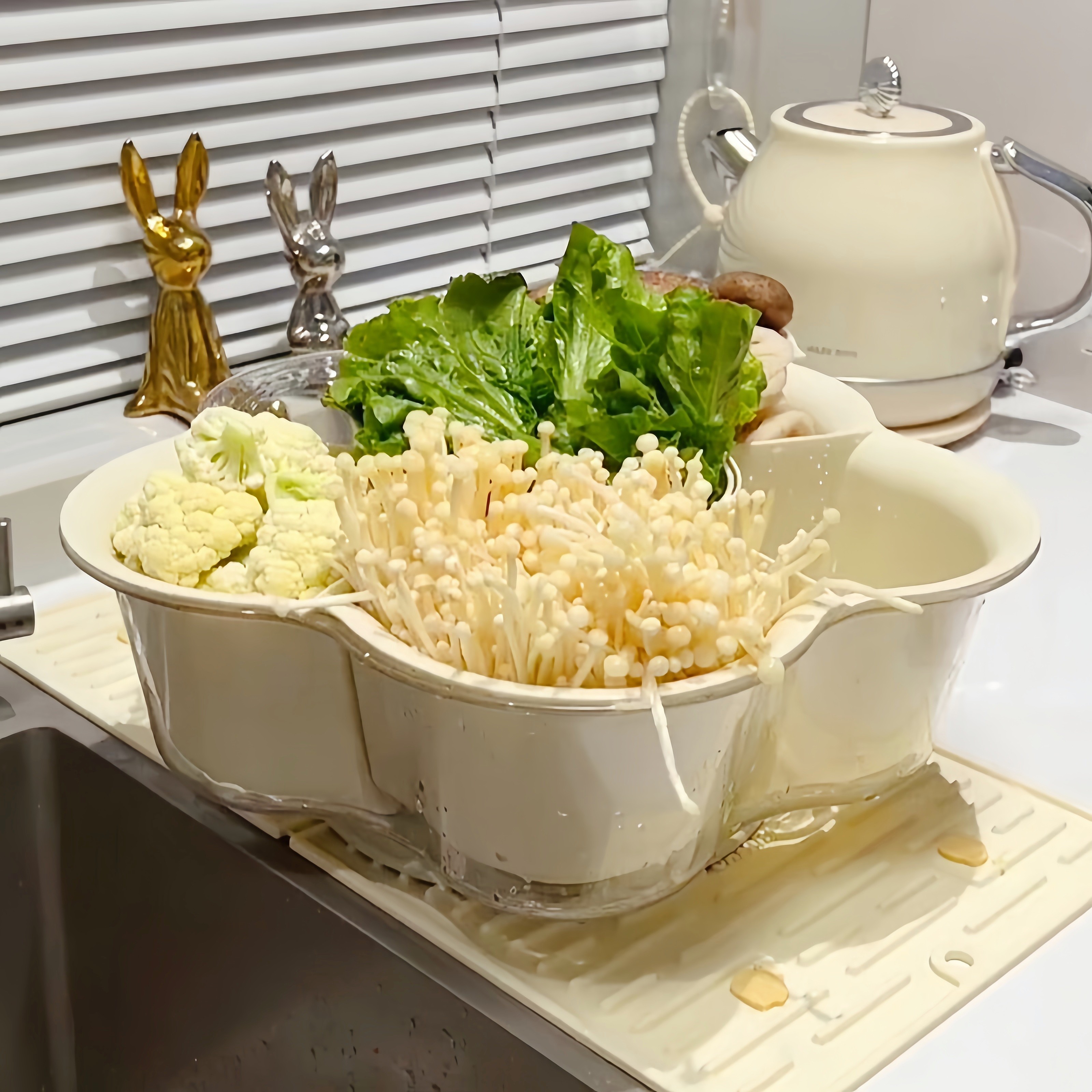 【实拍新品】火锅拼盘沥水篮多分格备菜盘可旋转洗菜篮蔬菜配菜盘,厨房/烹饪用具,配菜/备菜盘,淘宝优惠券,粉丝福利购,淘宝优惠卷