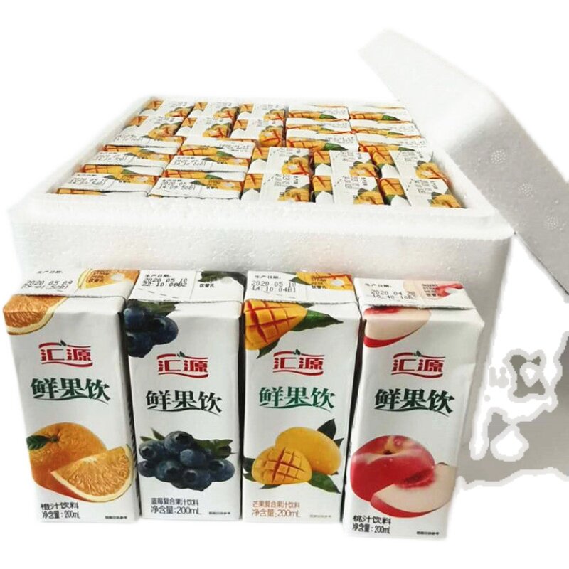 (河南加油)汇源鲜果饮20t0ml*36盒桃汁橙汁芒果汁蓝莓汁非礼盒包