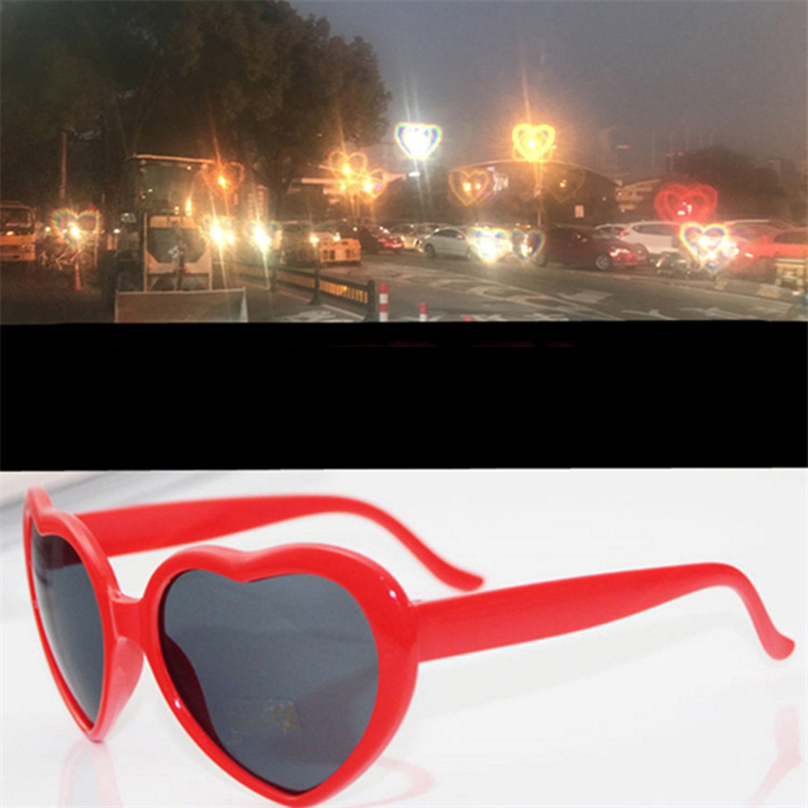 1pc Red Love Heart Shape Diffraction Grating Party Rave Glas