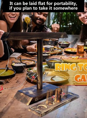 Drinking Game Toy Wooden Ring Game Toss Hook Board Toss Inte