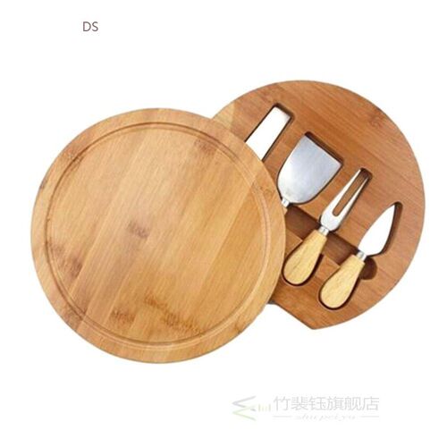 Rubber wood cheese board cheese pizza cutting plate with boa