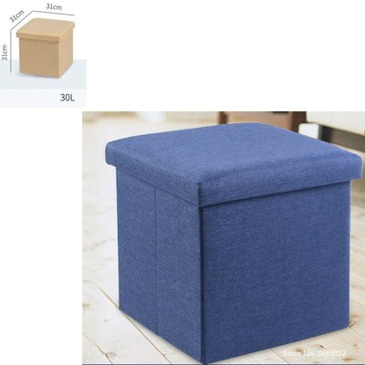 Foldable Storage Stool Ottoman Multifunctional Fabric Pouf S