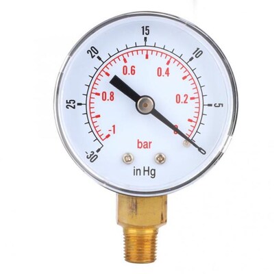 Vacuum Gauge -1-0Bar -30-0inHg 50mm 1/8 BSPT Bottom Connecti