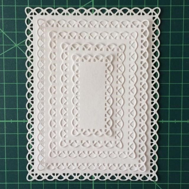Laced Rectangle Frame Set ＆ Leaf Butterfly Metal Cutting Di