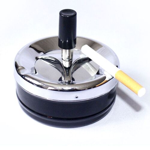 Portable Metal Spinning Ashtray With Press Rotating Lid Prac