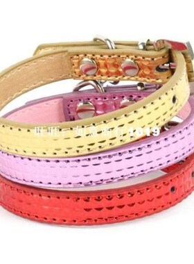 PU Leather Buckle With Bell Pet Collars Rhinestone Crystal A