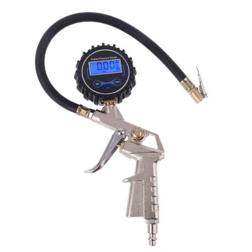 LCD Digital Tire Inflator Pressure Gauge with Hose Chuck Cli
