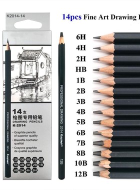 14Pcs/Set Drawing Pencil Set Wooden Professional Art Supplie