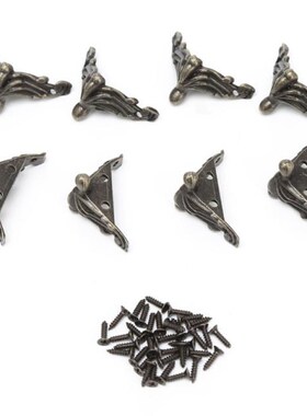 8xDecorative Antique Bronze Jewelry Gift Box Wood Case Feet