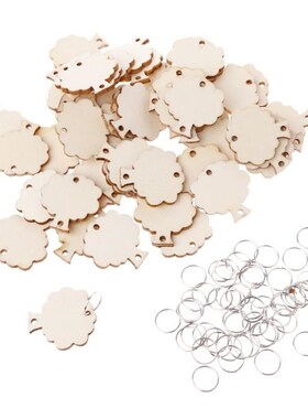 50pcs Tree Wooden Slices With 50 Iron Loops Set 适用于 Birth