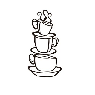 3 coffee cups creative wall decal removable vinyl wall stick